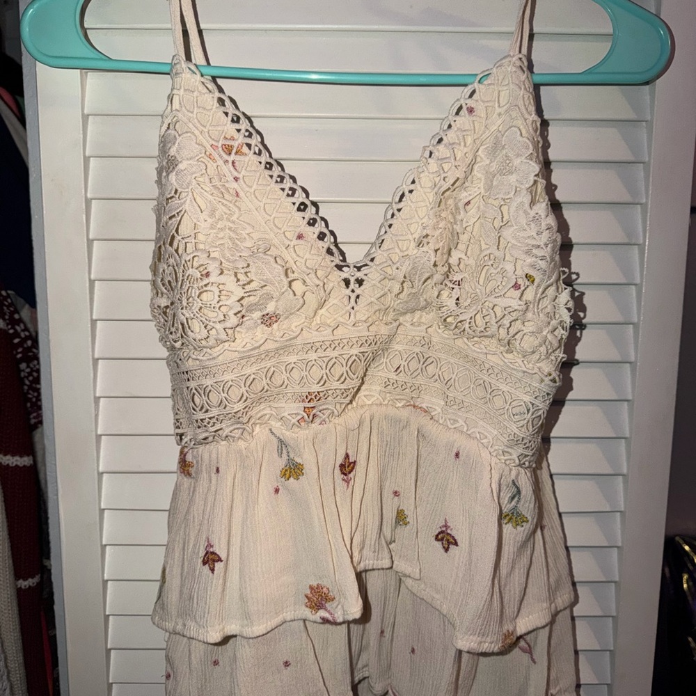 Boho Crochet Lace Cream Tank Top
